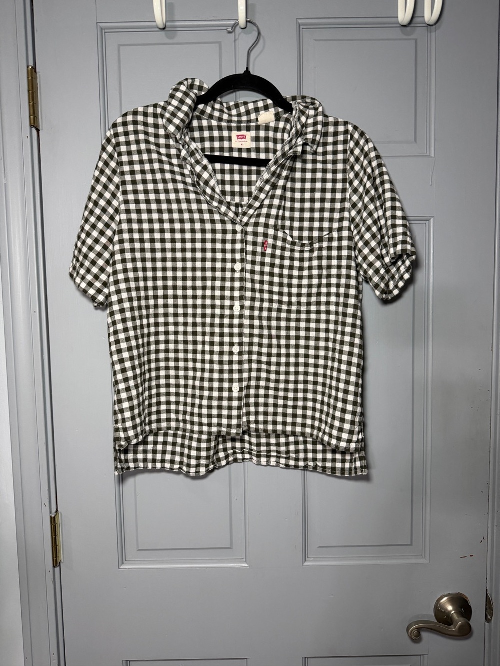 Levi's Black and White Gingham Short Sleeve Button-Up Shirt